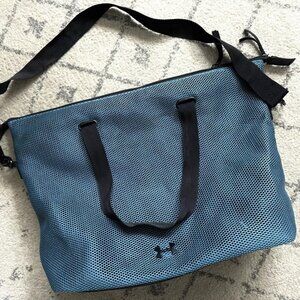 UNDER ARMOUR Mesh On the Run Zippered Tote Gym Overnight Bag - Marlin Blue
